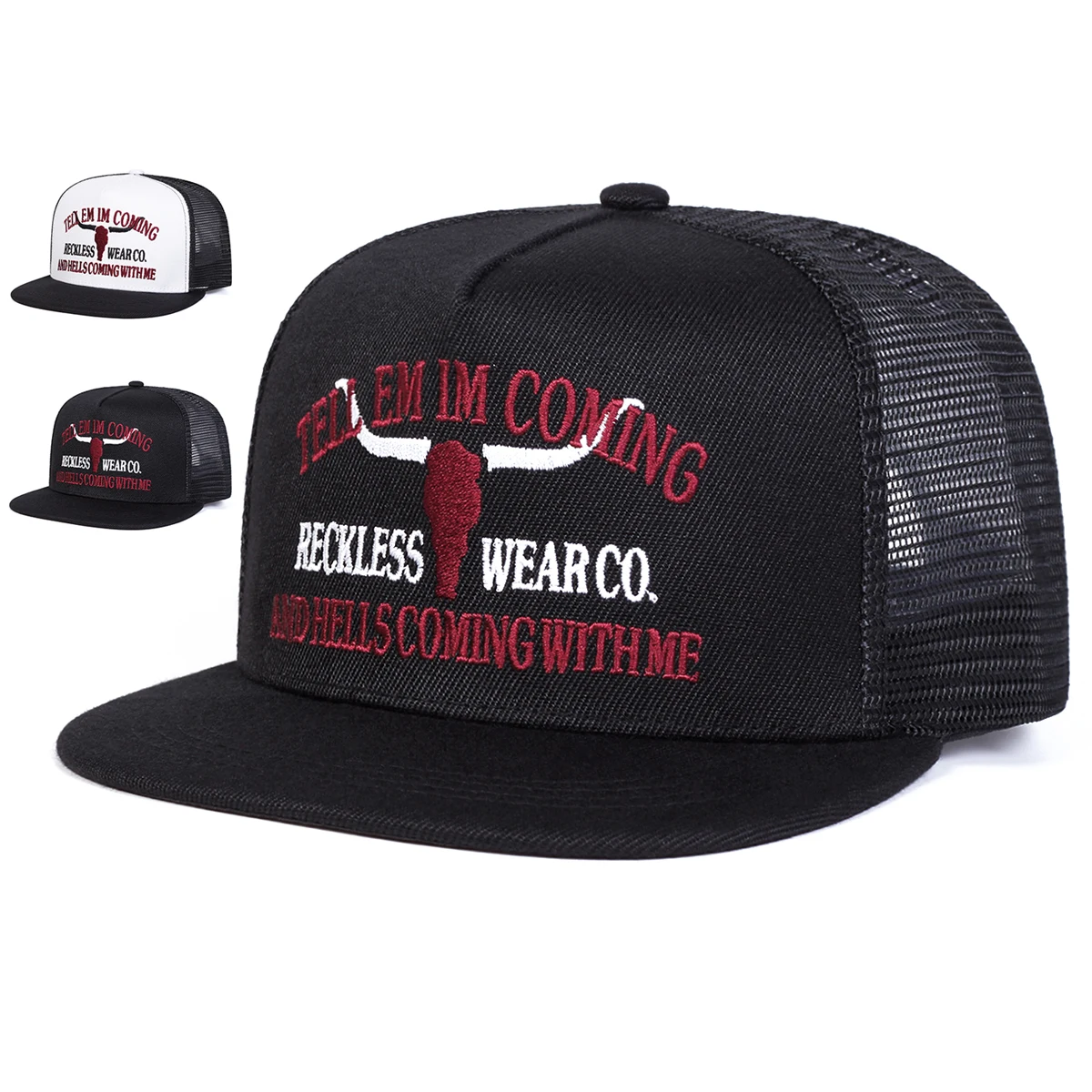 Unisex RECKLESS WEARCO bordado béisbol sombreros de red Primavera Verano al aire libre ajustable Casual Hip-hop gorras de camionero sombrero de protección solar