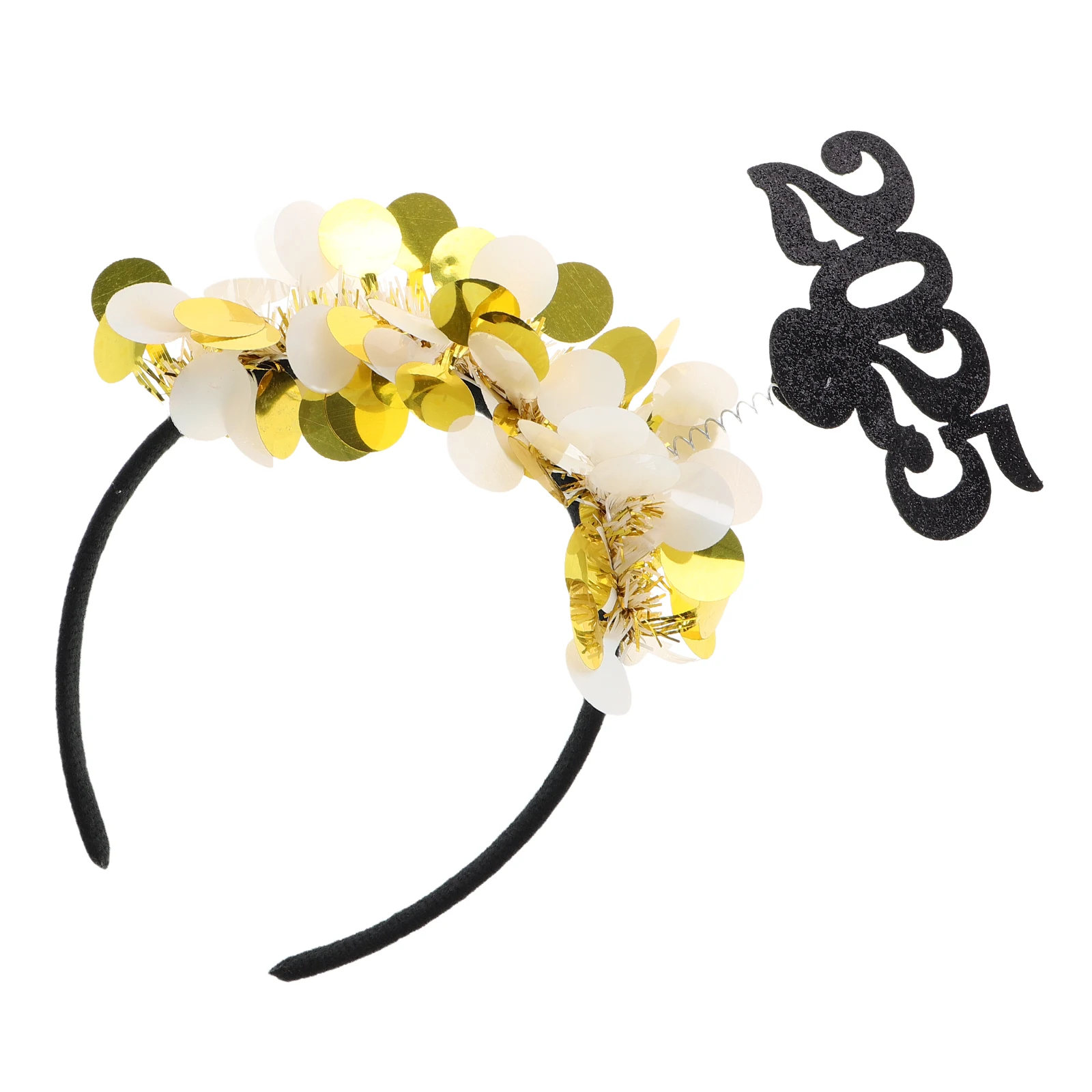 

2025 New Year Headband Sparkling Glitter Sequins Happy New Year Graduation Party Supplies Eve Tiara Crown Costume Hair Hoop
