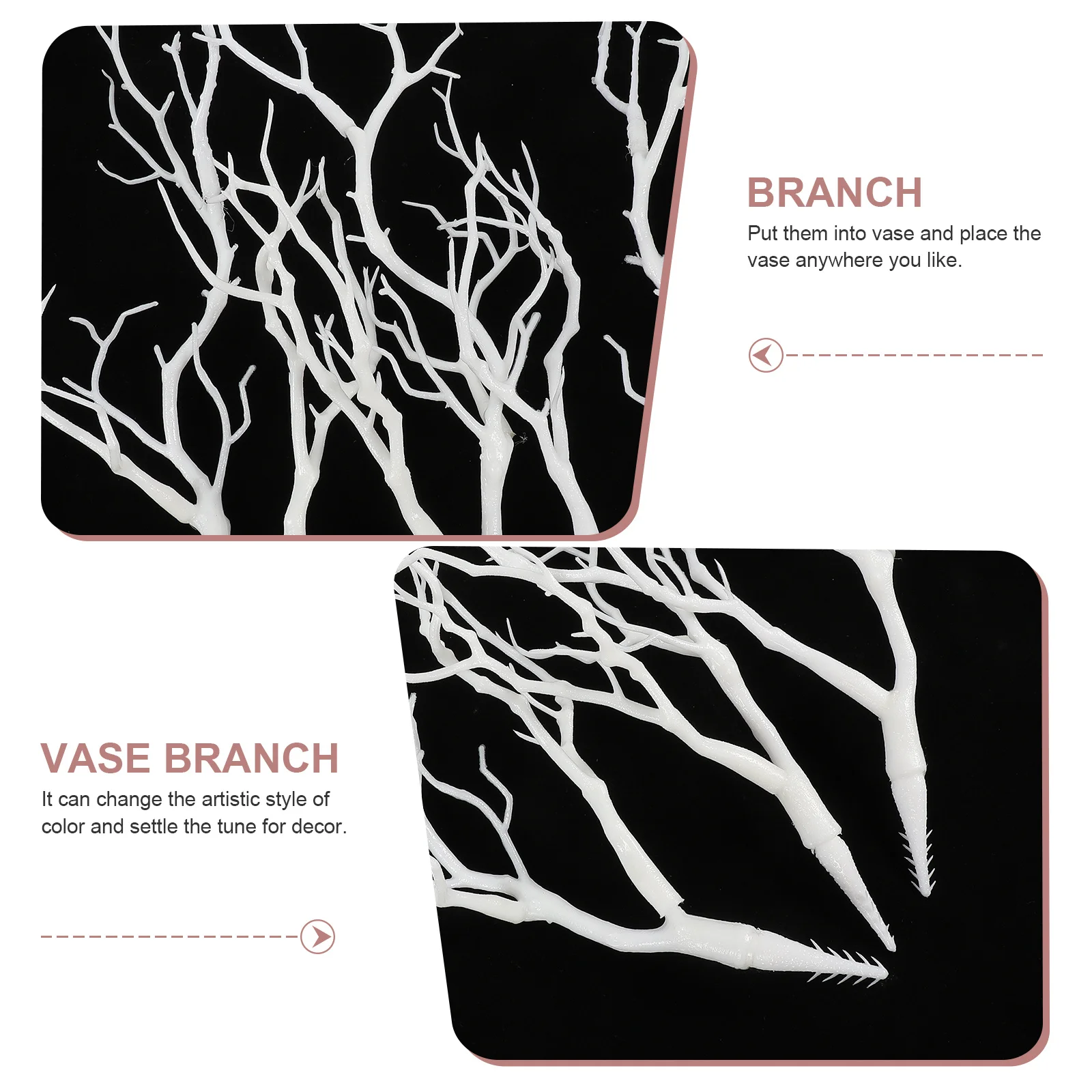 

3pcs Artificial Branches White Fake Tree For Vase Decoration Faux Dried Look Naturalistic Wedding Party Supplies