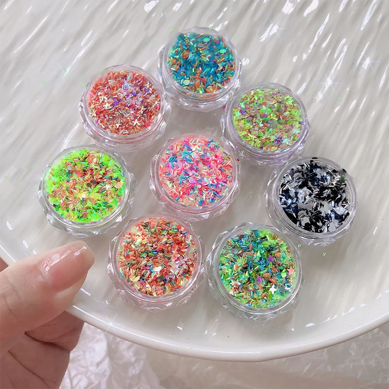 A Box Sparkly Star Macaron Nails Sequins Bright Spangles Slices DIY Charm Flakes Decor Accessories Paillettes