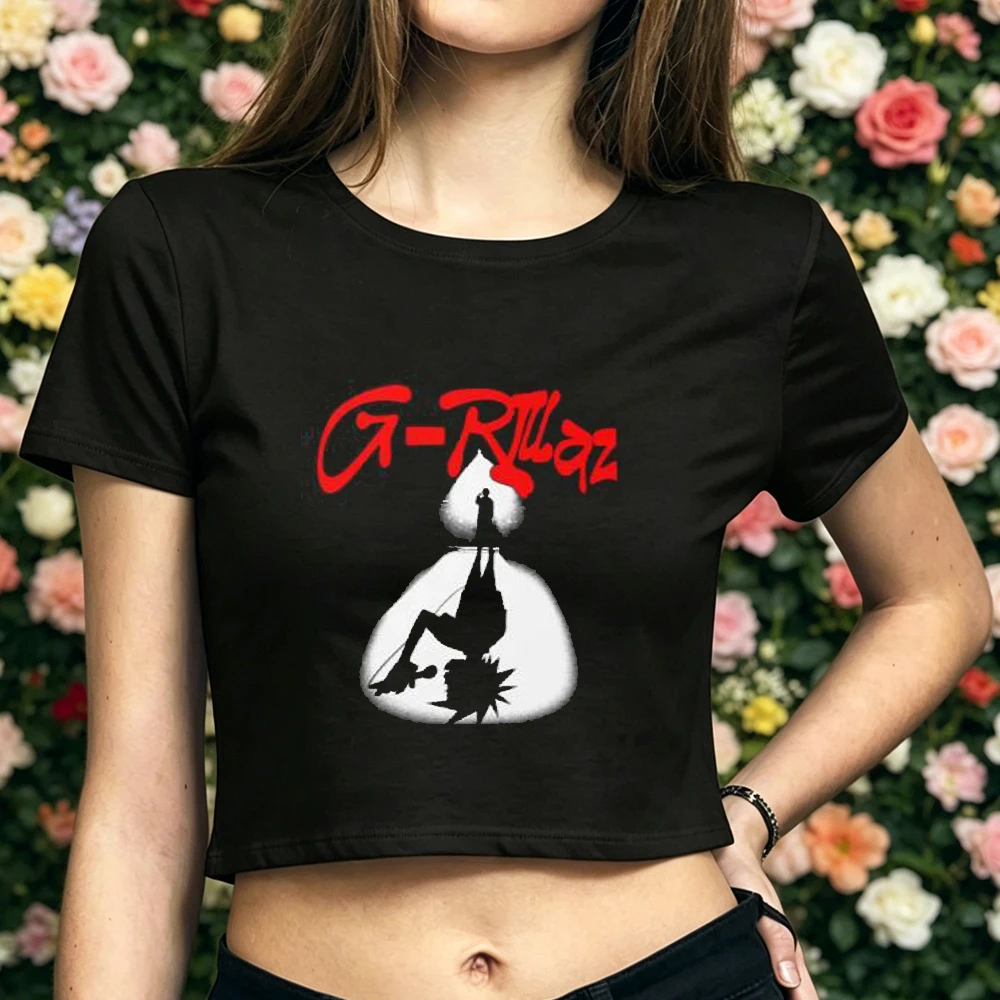 Gorillaz crop top teen party gyaru gothic graphic t shirt alternative  japanese party summer
