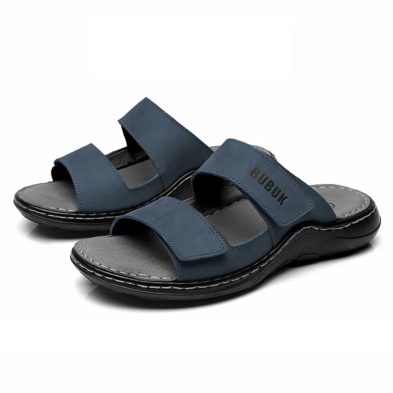 Eerste laag koeienhuid nieuwe heren casual pantoffels antislip zomerstrandsandalen geschikt voor outdoor vrijetijdssportstrand - afbeelding 1