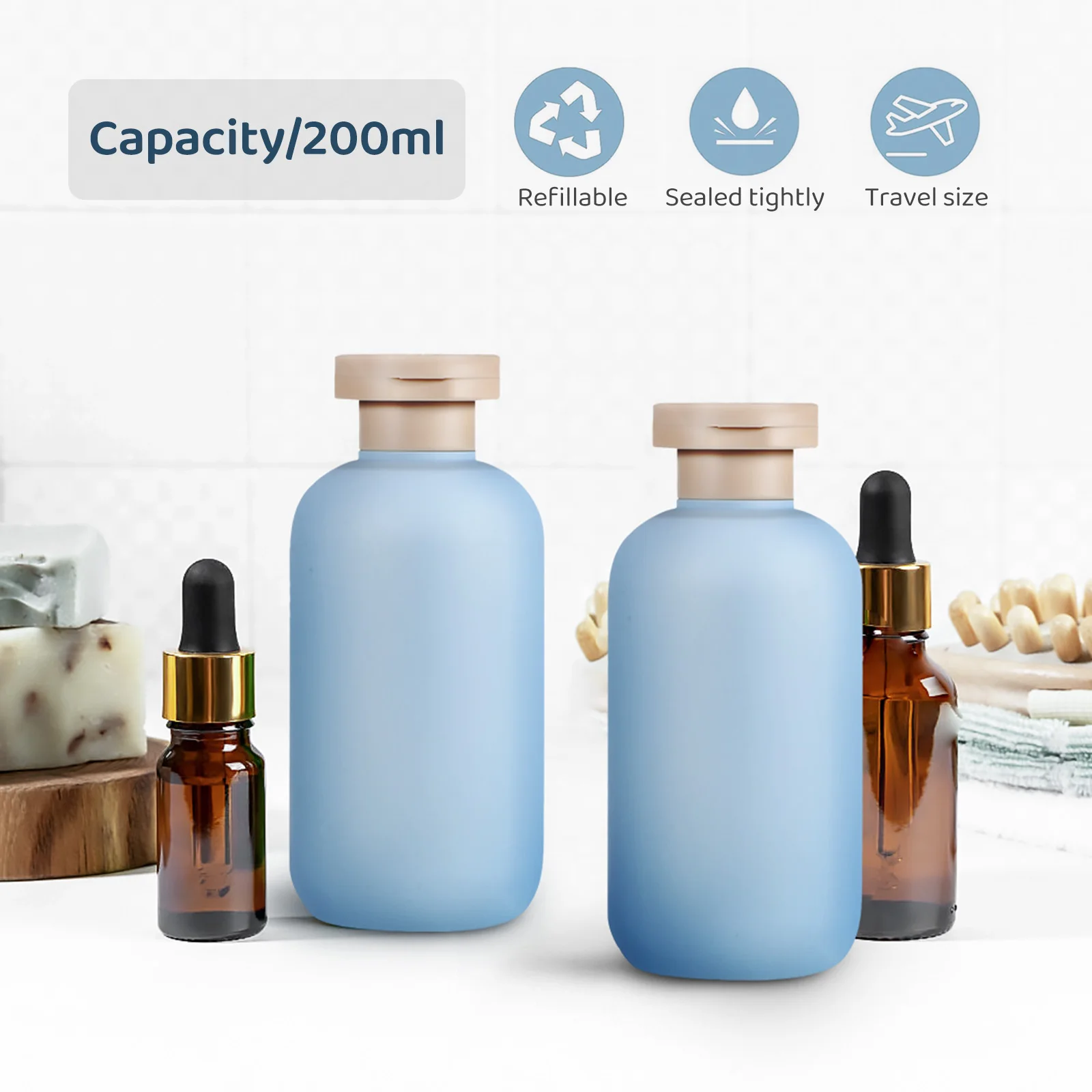 

2 Pcs Leakproof Shampoo Wide Cover for Travel Camping Plastic Travel Bottles Toiletry Containers Plastic Bottles