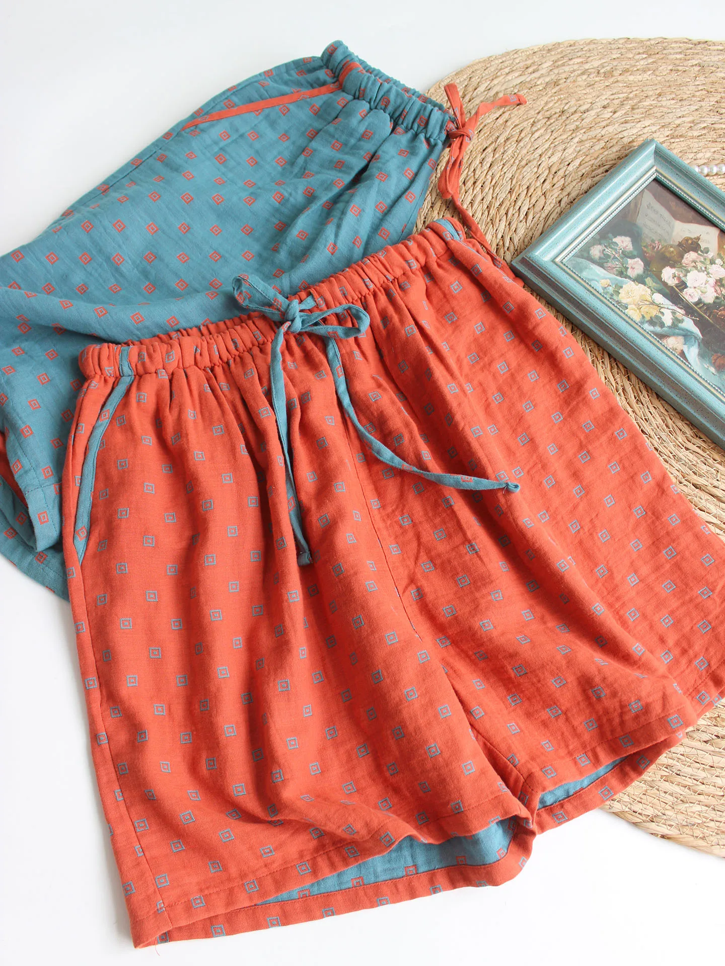 

High Quali Cotton Couples Summer Spwear Men's ort Pants High Waist Thin Home Pants with kets Comfortable Breathable