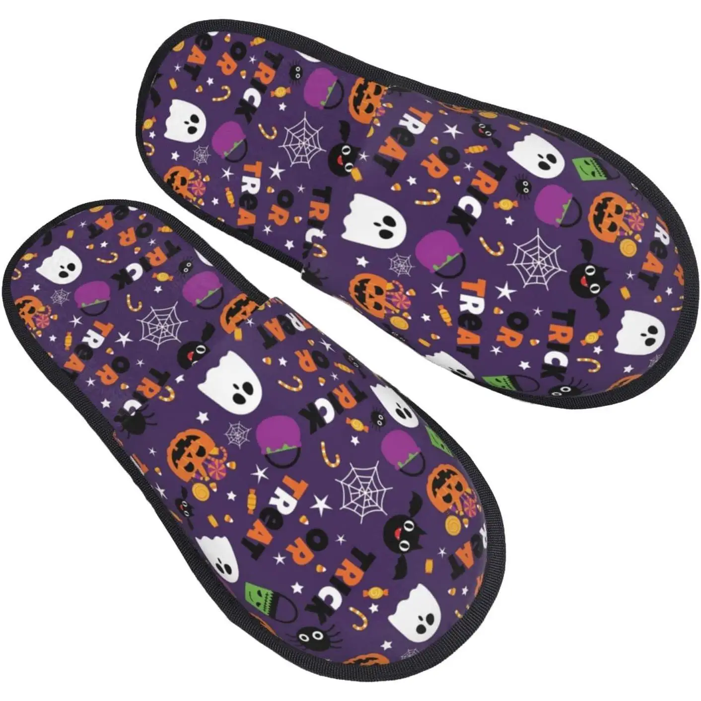 

Fuzzy Slippers Halloween Sweet Candy Warm Furry Slippers With Non Slip Winter Slip-On Indoor Outdoor Plush House Slippers