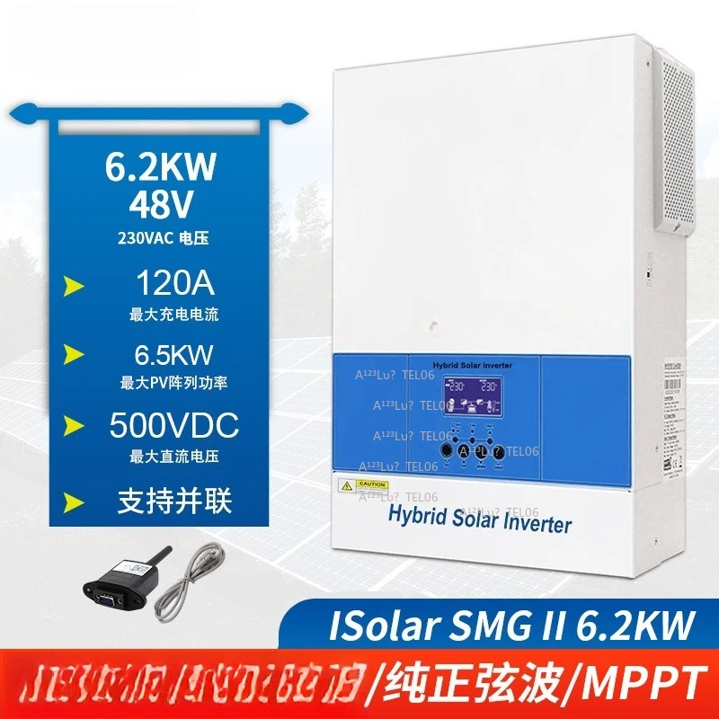 New MPPT Solar Inverter 6.2KW 100A Pure Sine Wave Off Grid Hybrid Charger Controller mât de drapeau