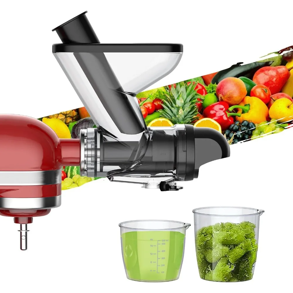 

Cold Press Juicer Attachment for Stand Mixers, Dual Feed Chute, Bladeless Design, Easy Clean, Max Nutrient Retention