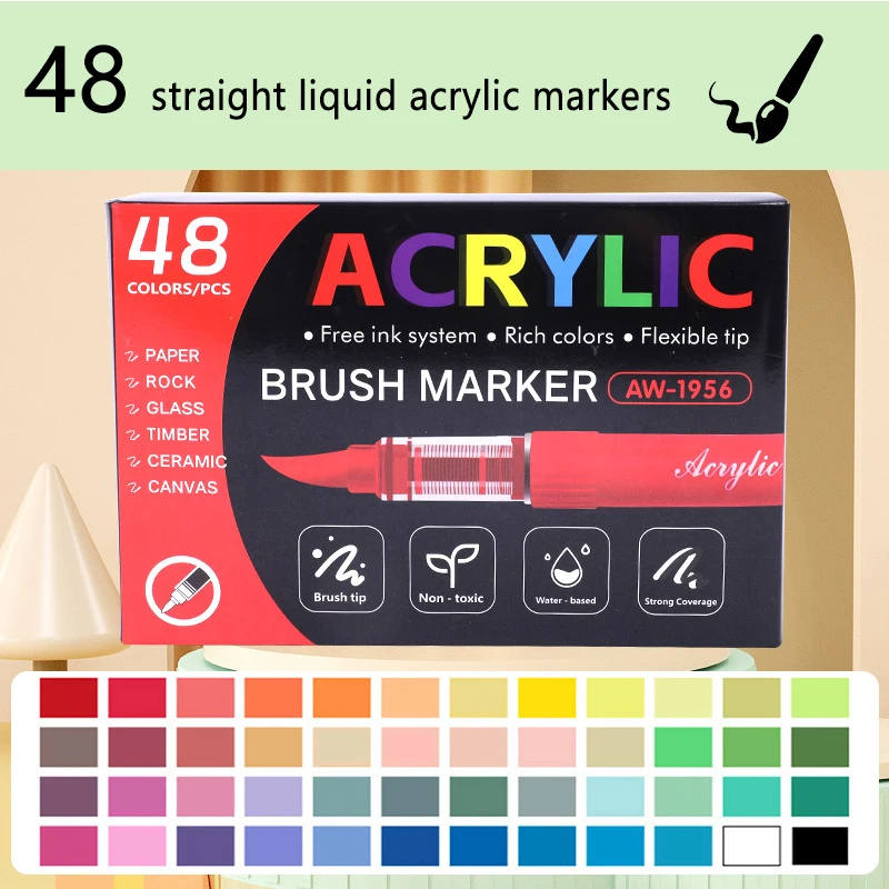 12/24/48/60 Colors Acrylic Marker Pen Paint Brush Pen Painti