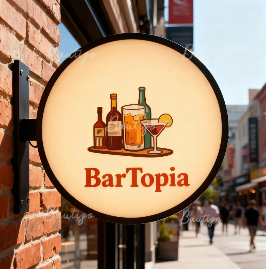Exterior Double Sided Sign Light Box Store Front Outdoor Decoration Blade Illuminated Round Advertising Led Neon Bar Barber Shop