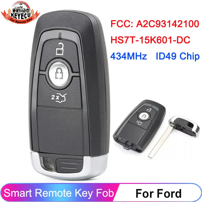 

KEYECU For Ford Edge Figo KA S-MAX Galaxy 2017 2018 2019 2020 HS7T-15K601-DC A2C93142100 Smart Prox Remote Key 434MHz ID49 Chip