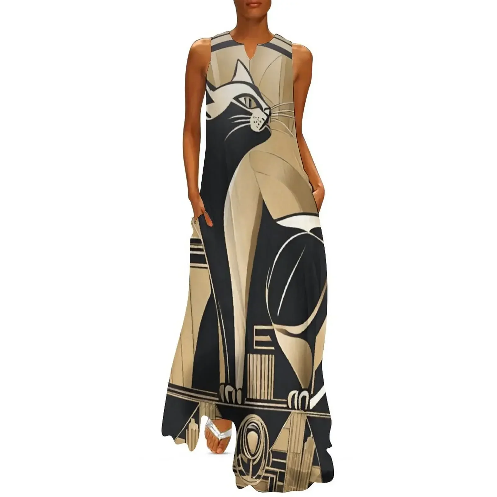 

Art Deco Cat Long Dress ladies dresses for women 2025 Evening dresses loose summer dress elegant dresses plus sizes Dress
