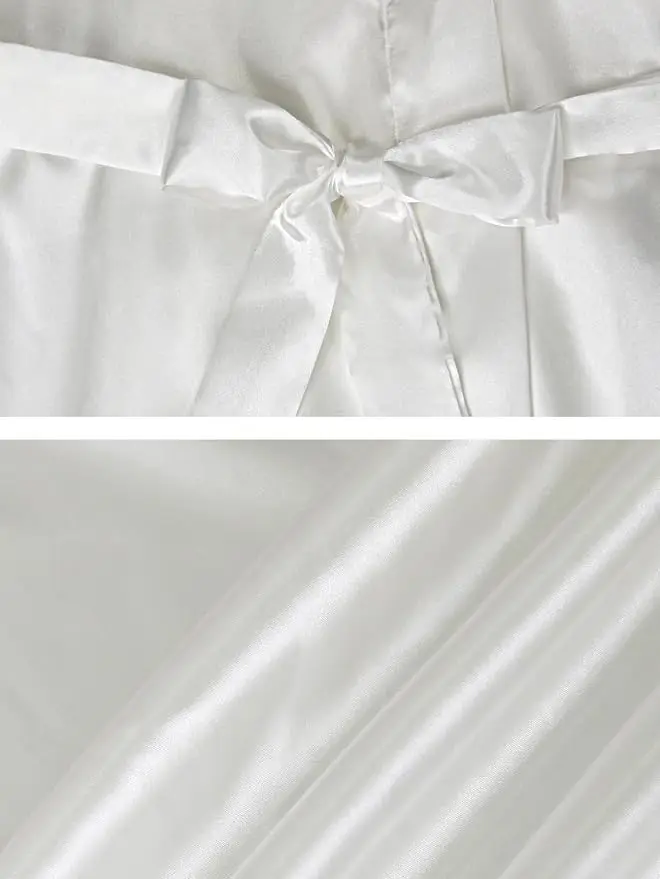 Bata de satén tipo kimono para fiesta de bodas, pijama para damas de honor con letras blancas YE8171
