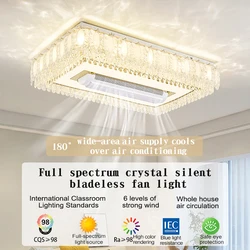 Living Room Crystal Ceiling Fan Light Led Electric Fan Pendant Lamp Modern Bedroom Intelligent Remote Control Fans Light 2024