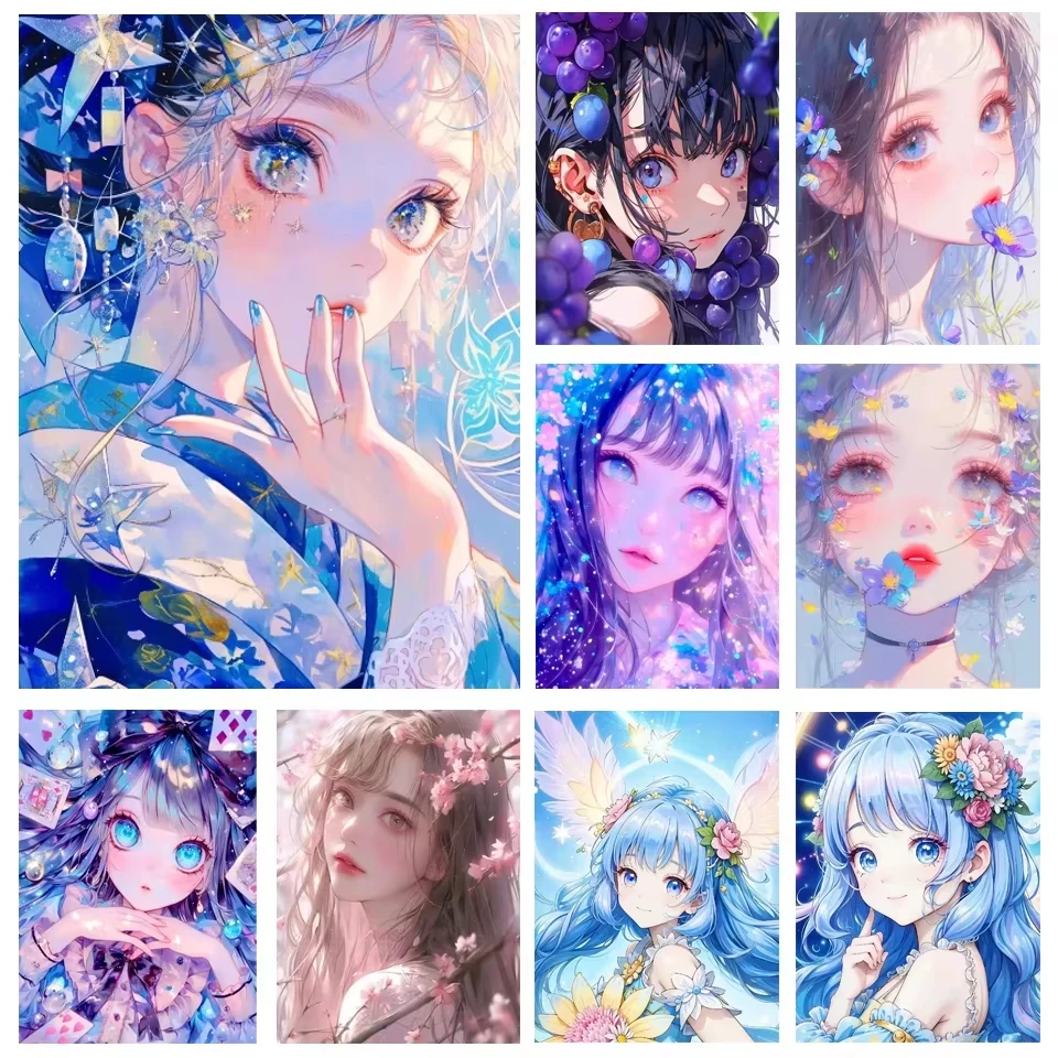 1 Stück Rahmenloses Diamant-Gemälde DIY Diamant-Kunst-Malerei Kollektion Japanische Cartoon-Anime-Mädchen Stickerei Kreuzstich 5D Diamant