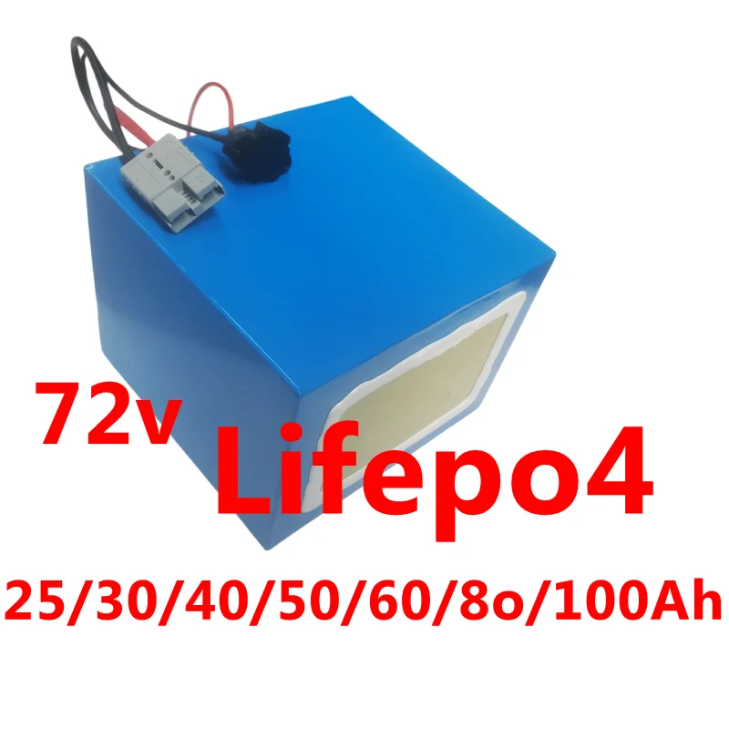 Batterie au lithium LiFePO4 avec chargeur, 72V, 50Ah, 60Ah, 40Ah, 100Ah, 80Ah, BMS pour scooter, vélo électrique, moto, 3000W, 5