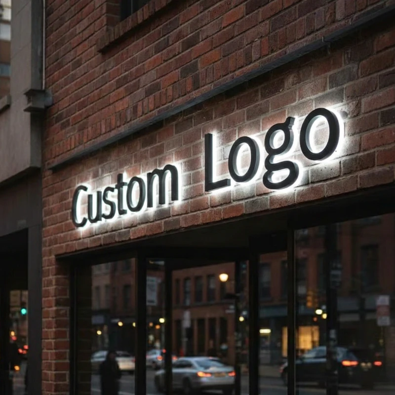 Custom 3D Metal Letter LED Illuminated Business Logo Signage - Backlit/Halo Lit/Front Lit Wall Decor for Outdoor Commercial Use