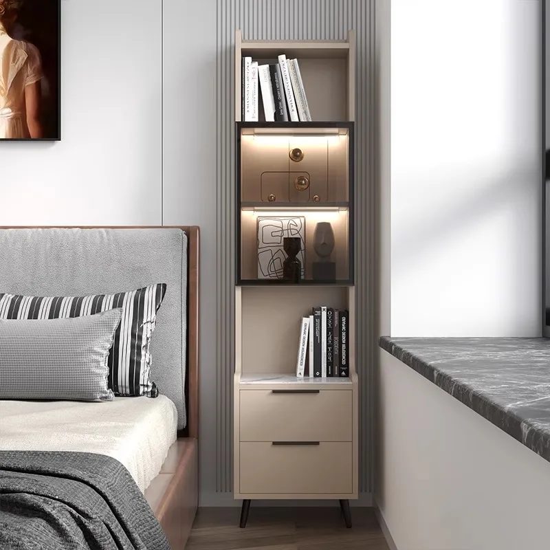 Bedroom bedside table is light, luxurious and simple. Modern slate cabinet lockers are creative and minimalist.