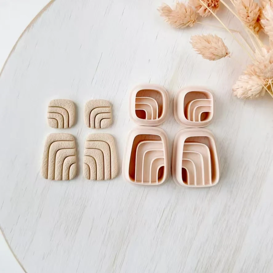 Polymer clay shape cutter mirrored set , abstract modern earring moulds, sharp 3D printed mould | clay jewellery supplies
