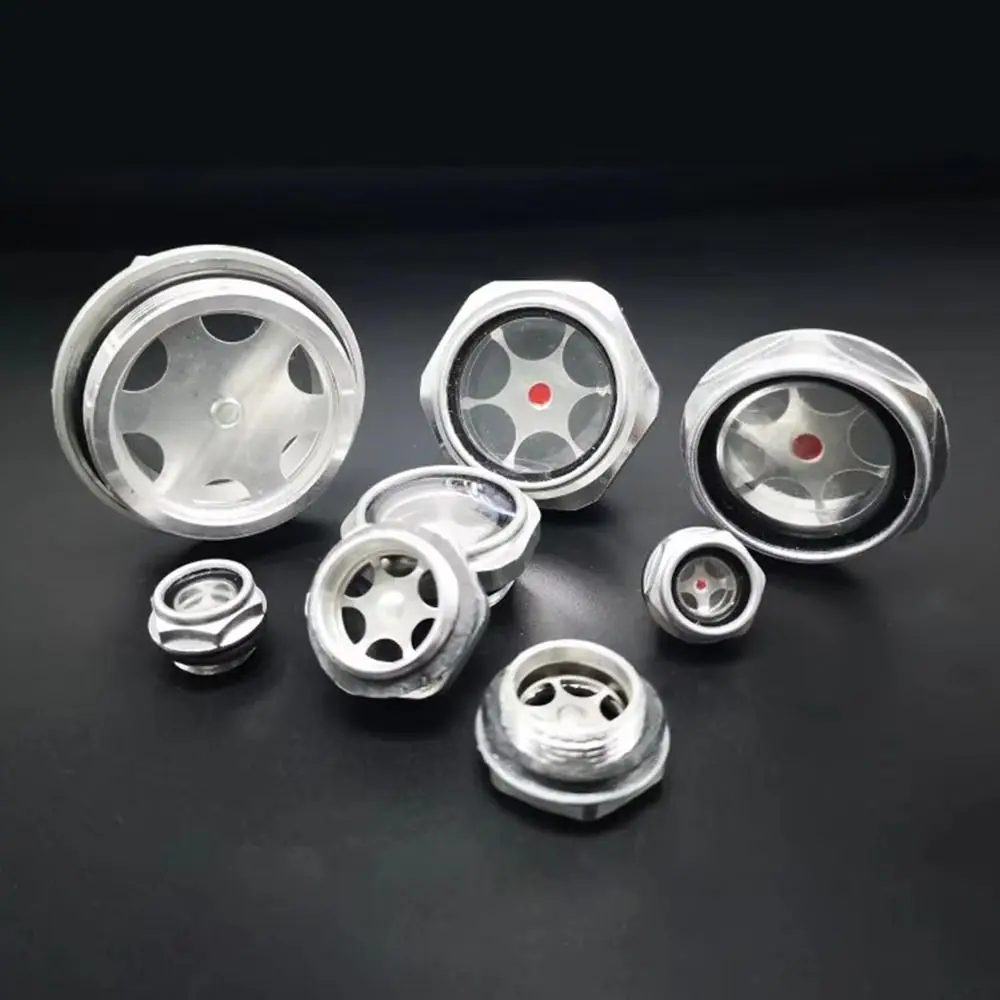 1Pcs G1/4 G3/8 G1/2 G3/4 Oil Sight Window Male Thread Aluminum Oil Level Sight Glass G1 G1-1/4 G1-1/2 BSP NPT Tempered Glass