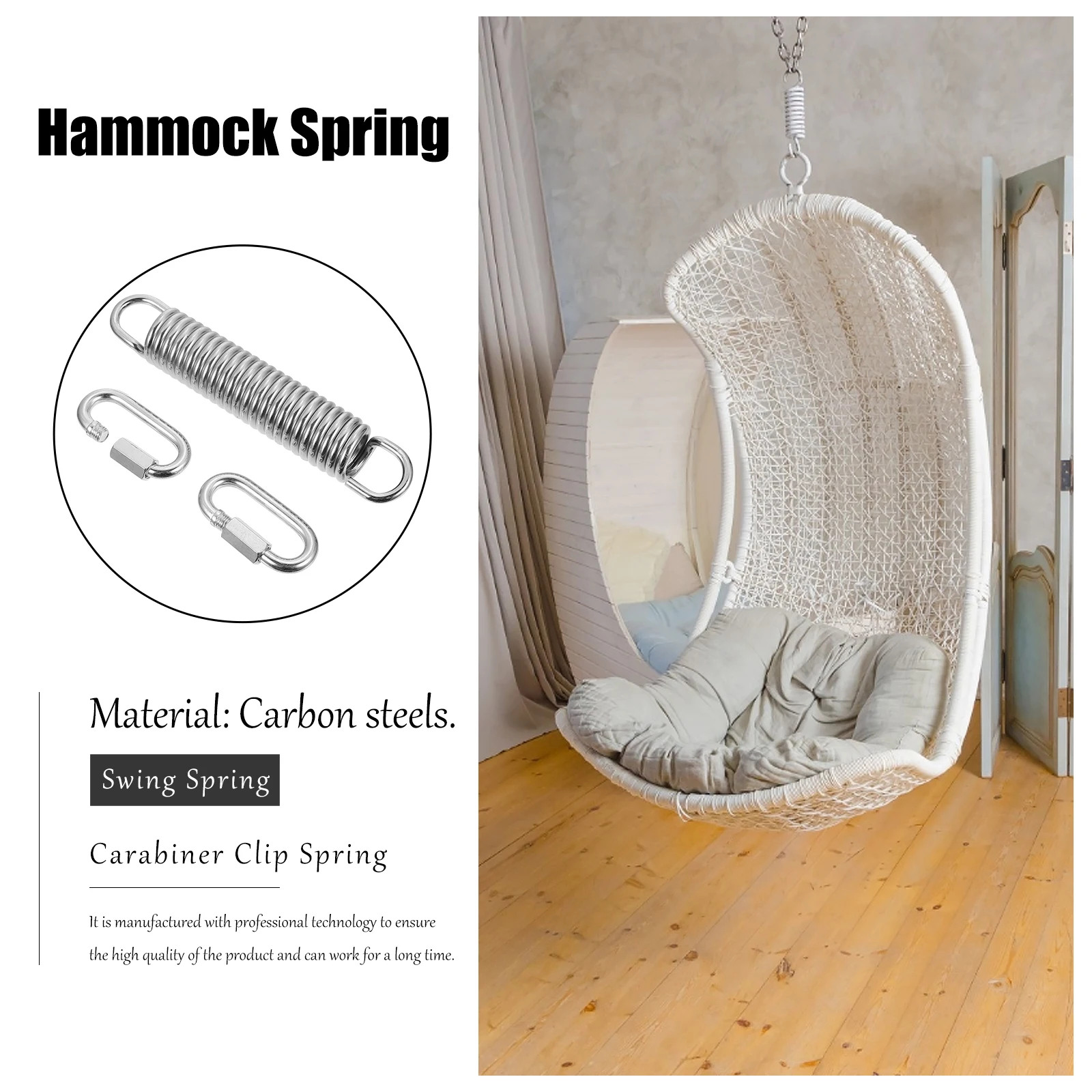 

Heavy Duty Extended Tension Spring for Hammock Chairs Swinging Plants Punching Bags Sturdy Steel Coil Low Noise Durable Outdoor