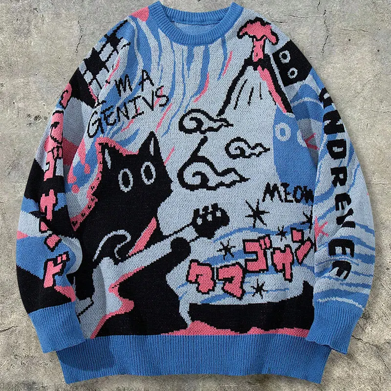 سترة محبوكة برسوم كارتونية كلاسيكية للدفء، بلوفر محبوك غير رسمي بأكمام طويلة لموسم خريف وشتاء 2025