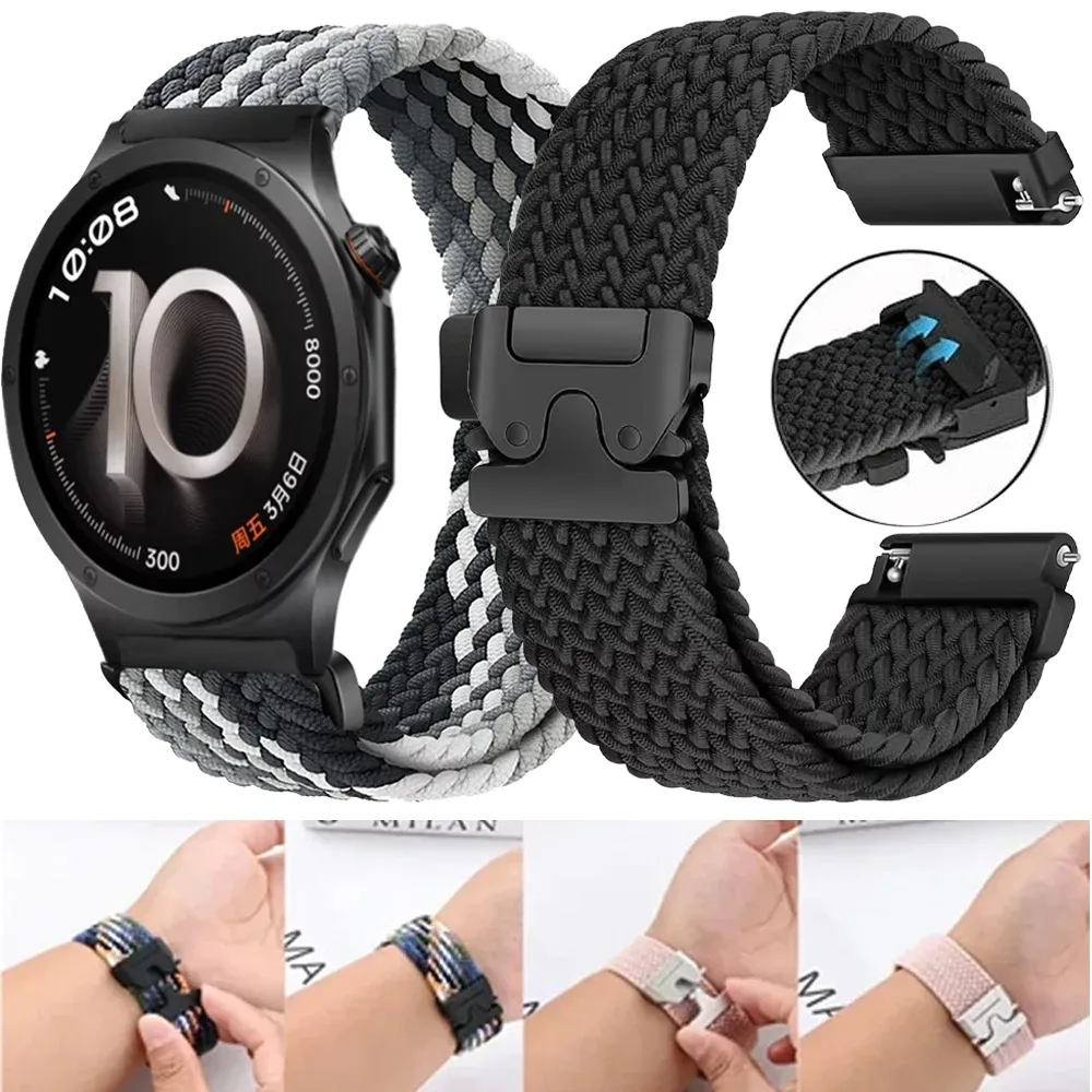 20/22mm Parachute Buckle Nylon Loop Braided Strap for OPPO Watch S X3 X2 X Comfortable Watchband for Oneplus Watch 4 Lite 3 2 2R