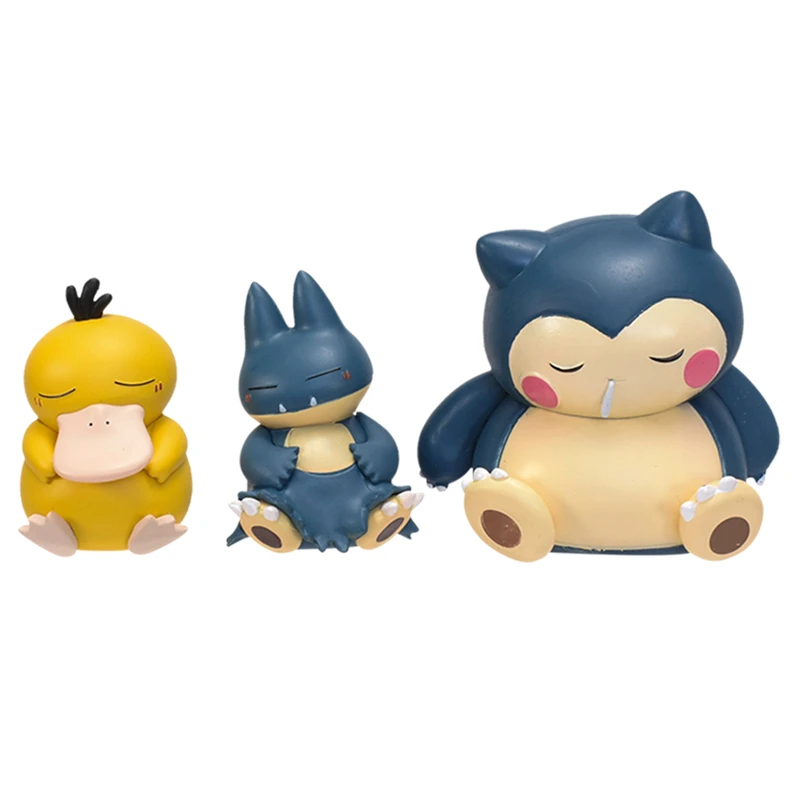 Cute Pokemon Sleeping Psyduck Munchlax Snorlax Figure Toys Kawaii Anime Action Figure Cartoon Game PVC Figurine Model Dolls Gift