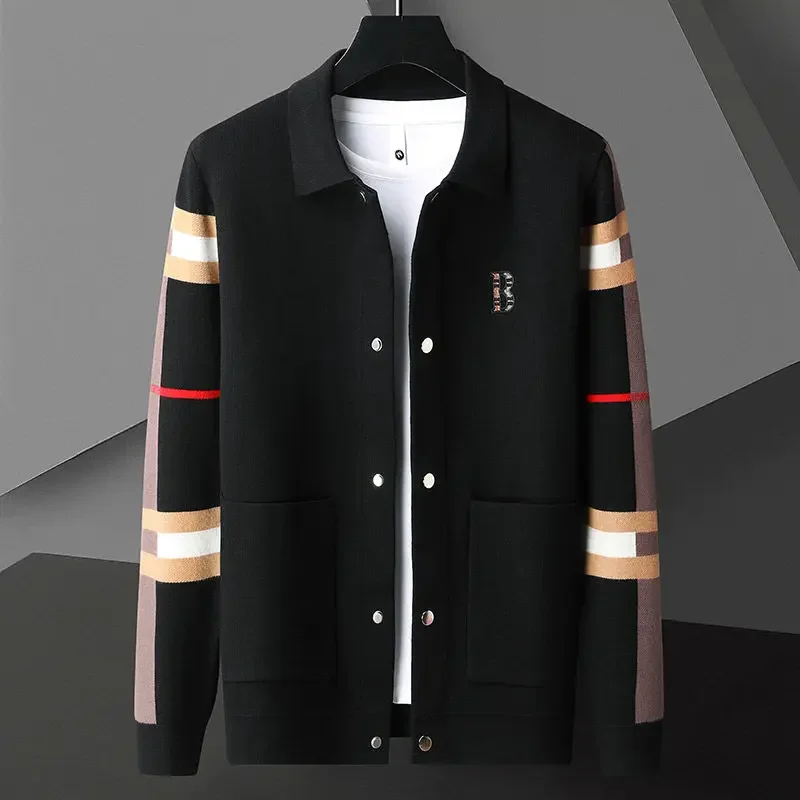Men's knitted cardigan trendy handsome casual sweater jacket spring and autumn trendy brand slim fit
