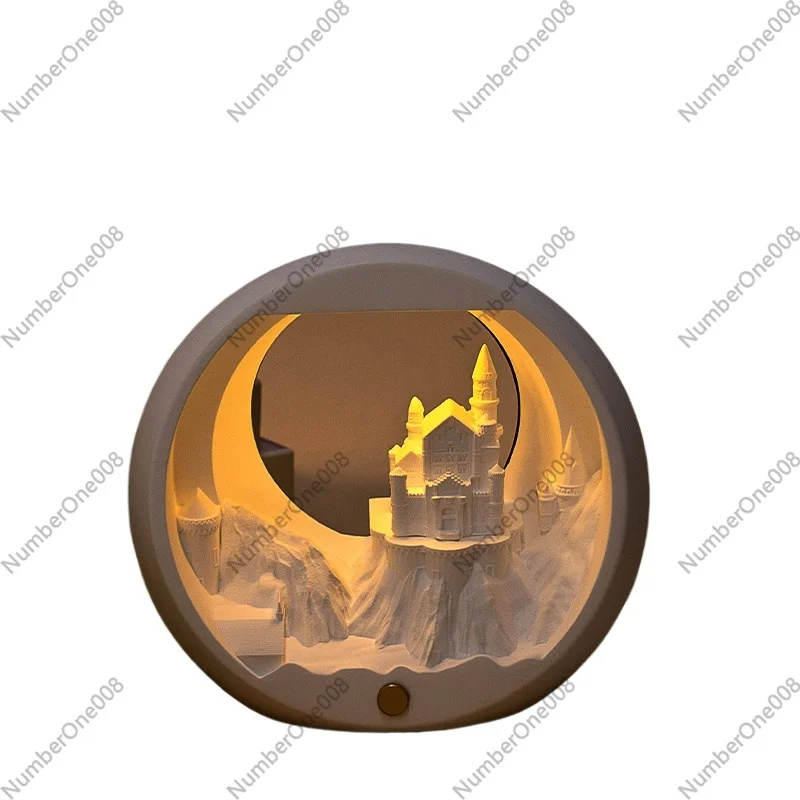 

Ночник-аромадиффузор «Замок Лебедь» в подарочной коробке, каменный декор, креативный подарок на день рождения