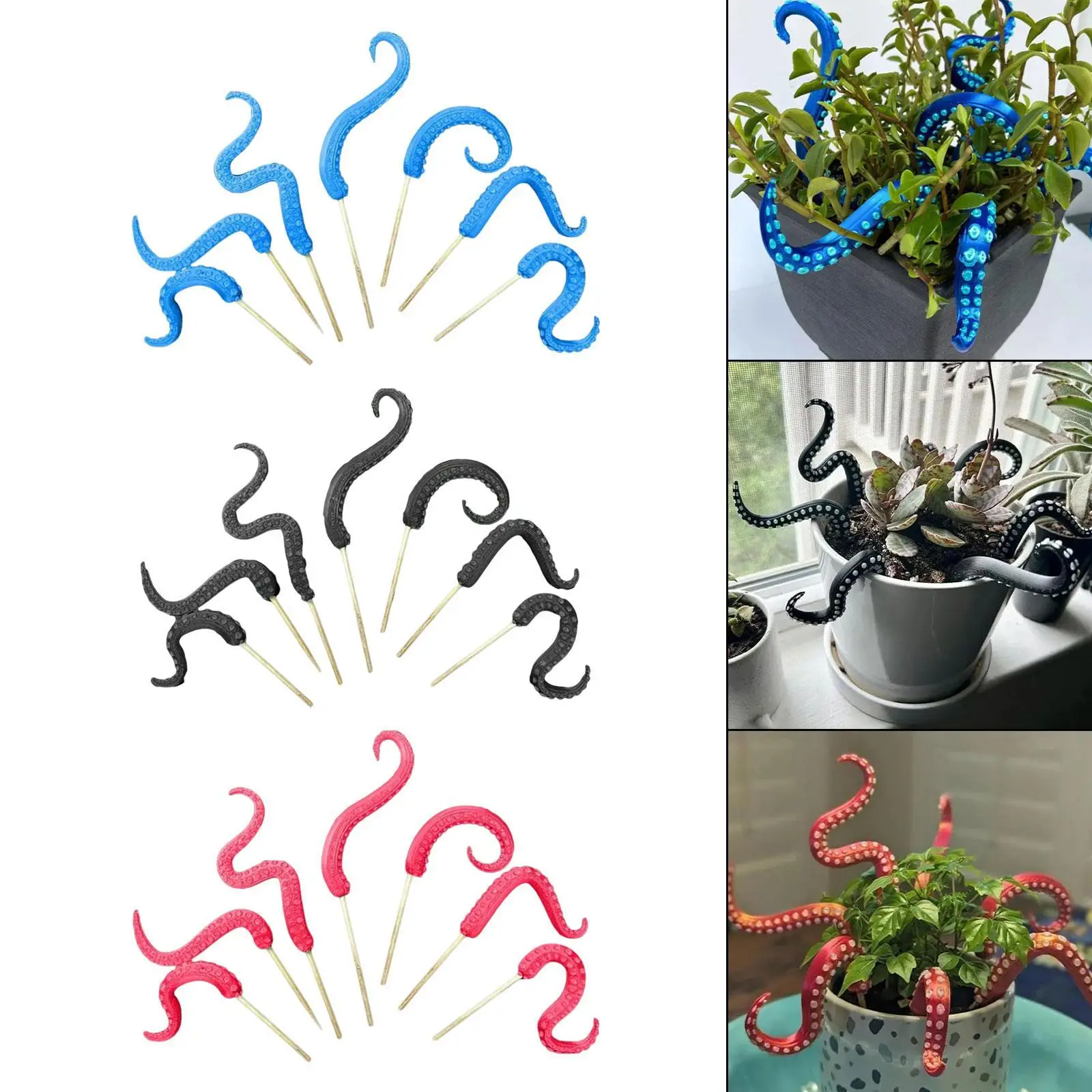 Pali per piante con tentacolo di polpo da 7 pezzi, creativi, resistenti alle intemperie, per interni ed esterni