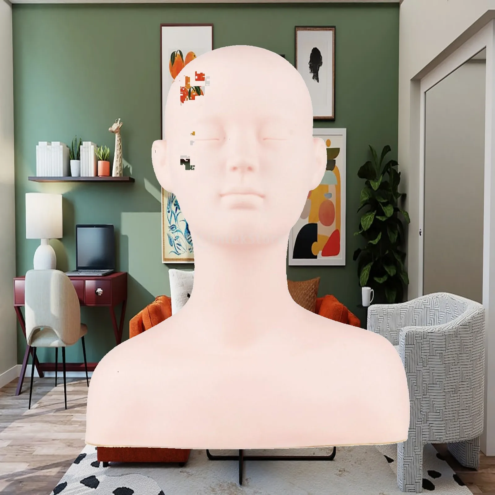 Beauty Practice Head with Shoulders Flesh-Toned Esthetic Mannequin Head with Shoulders Practice Mannequin Bust Smooth Safe