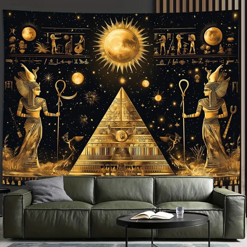 Vintage Egyptian Pyramids Wall Tapestry Polyester Decorative Wall Hanging For Living Room Bedroom Office Party Home Room Decor