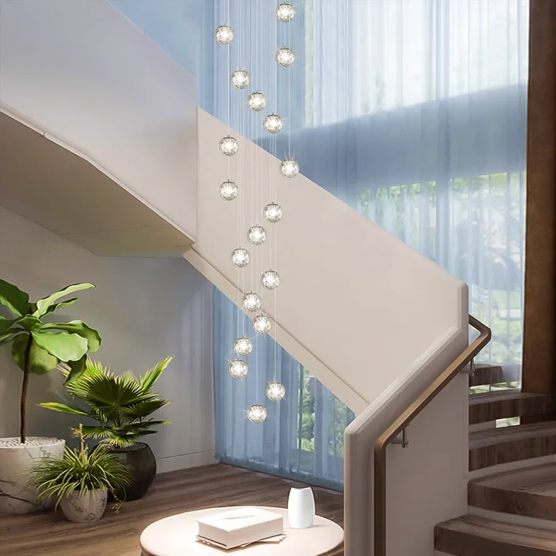 Glass Ball Chandelier Ceiling Pendant Light for Living Room Stairs Attic Suspension Luminaire