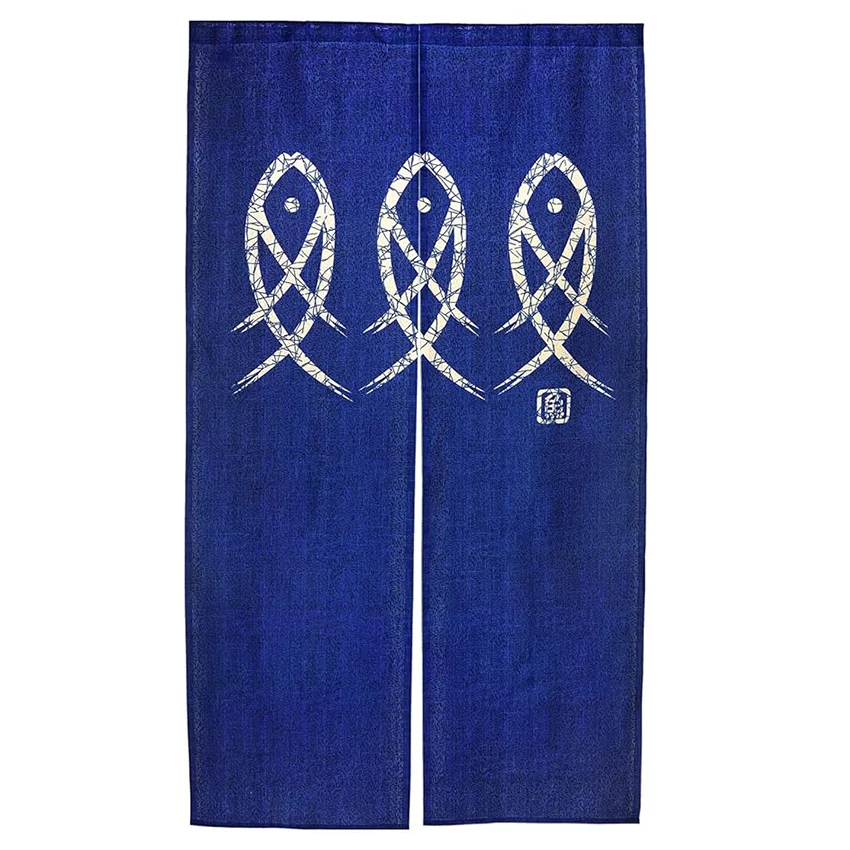 Japanese Noren Doorway Curtain Ancient Character Fish Tapestry for Home Decoration Bedroom Partition Kitchen Bathroom Door Decor