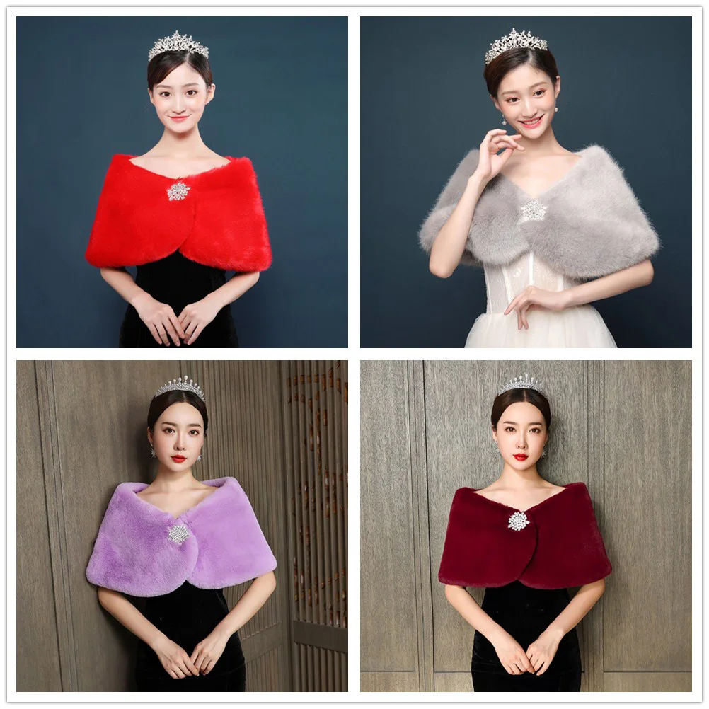 

Wedding Shawl for Bride Warm Winter Girl Tippet Soft Durable Fiber Material Elegant Design Special Occasion Outfit Rabbit