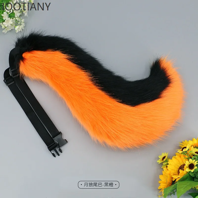 Queue de loup de lune pour filles, accessoires de Cosplay en peluche, fausse fourrure du nouvel an, queue de loup pour femmes, queue d'animal Lolita, cadeau de fête de noël