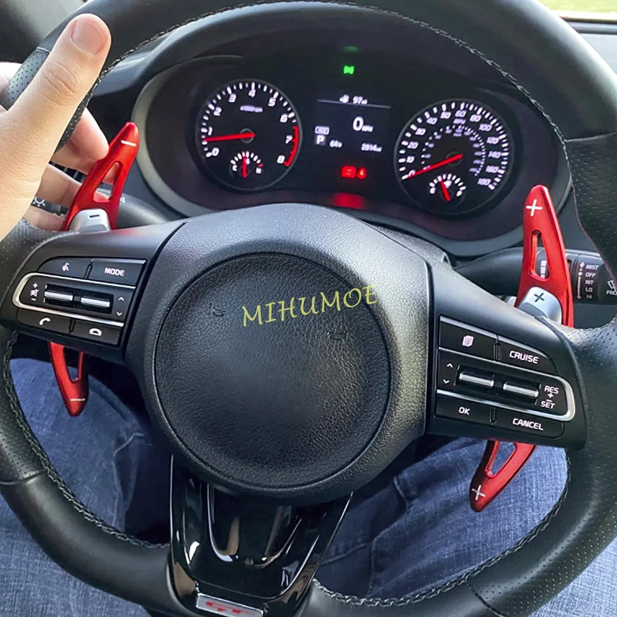 For 2018-2023 Kia Stinger (CK) Aluminum Interior Steering Wheel Paddle Shifter Gear Shift Extension Trim Red