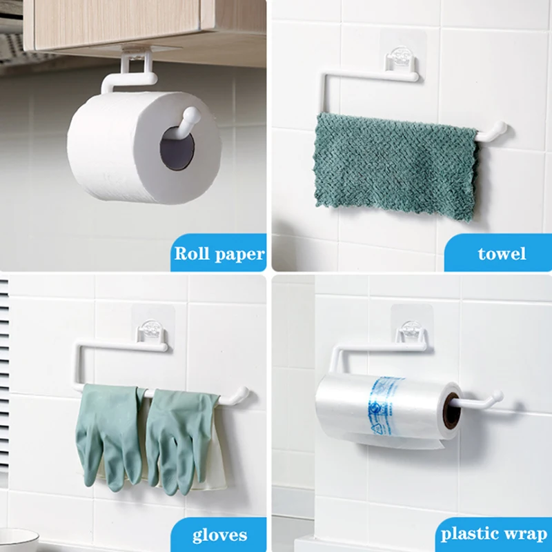 1Pcs S/L Metal Under Cabinet Paper Roll Rack Towel Holder Tissue Hanger Kitchen Home Doo