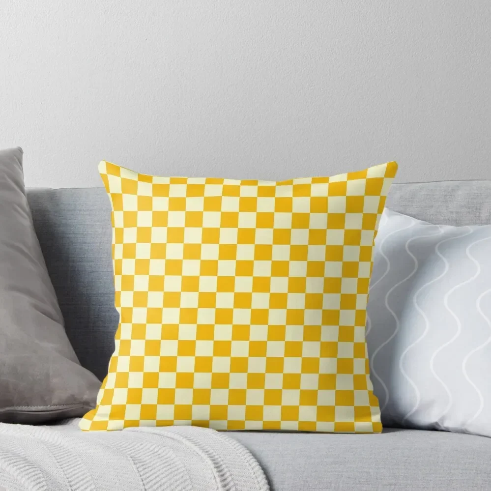 Cream Yellow and Amber Orange Checkerboard Throw Pillow Pillow Cover christmas pillow case cover luxury