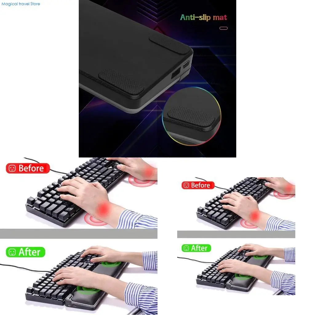 N2UB Memory Foam Supported Wrist Rest Pad Relieves Hand Pain for Gaming Office