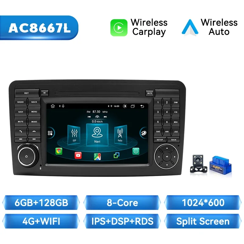 Xonrich Auto Radio Voor Mercedes Benz M-Klasse W164 Gl-Klasse X164 Ml Gl Draadloze Carplay Android Auto Navigatie No 2 Din Dvd