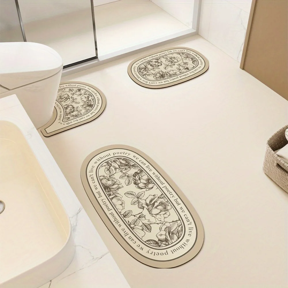 

3ps bathroom non-slip mat,water-absorbing soft rubber floor mat,toilet non-slip foot mat,household sink carpet three-piece set