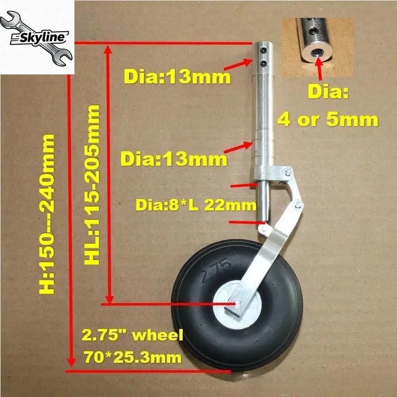 115mm to 205mm D4 or D5 Strengthened Damping Kneeling Landing Gear Worm Shock Tripod  for DIY 5-10kg RC Aircraft EDF Plane Parts