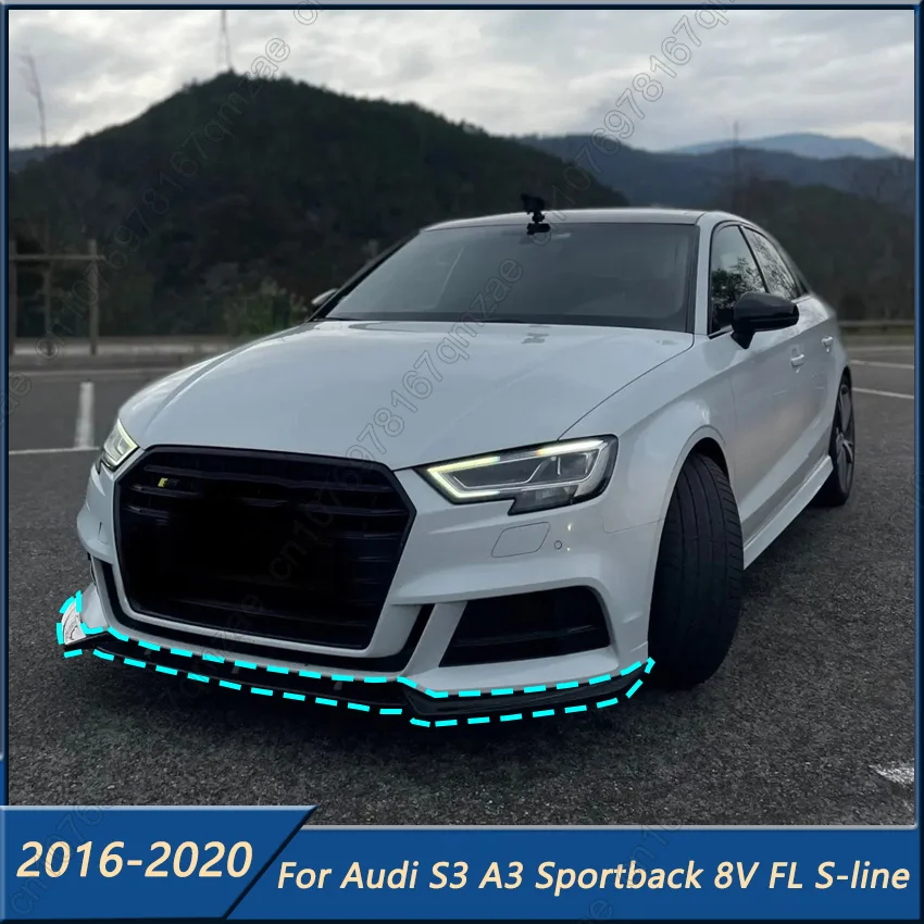 Fit For Audi S3 A3 8V S-line 2017 2018 2019 2020 Maxton Style Car Front Bumper Lip Chin Spoiler Splitter Diffuser Body Kits