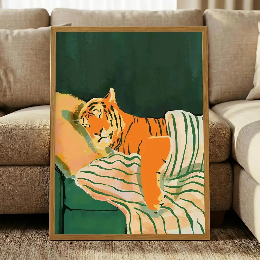 Emerald Green Tiger HD Wall Art Poster Modern Animal Illustration Aesthetic Artwork Dark Green Decor Home Decoration Gift