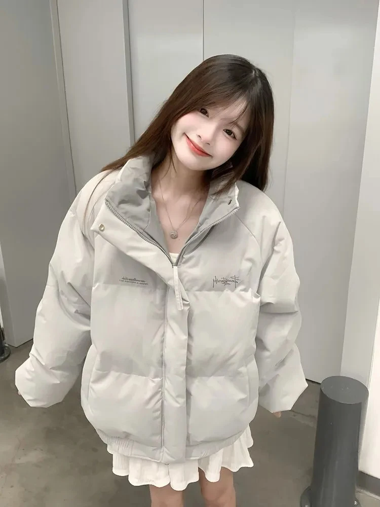 

Американские винтажные парки на молнии, женские зимние толстые уличные повседневные пышные пальто, свободные теплые пальто с воротником-стойкой в стиле ретро, новая верхняя одежда