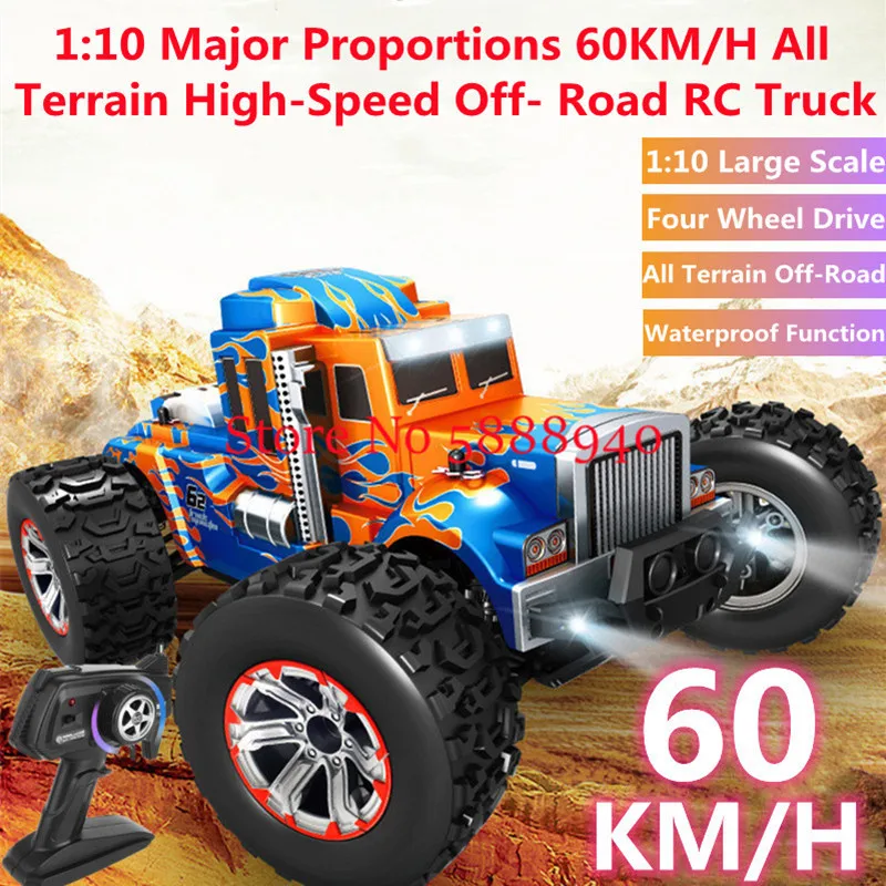 1:10 Full Scale 4WD 60KM/H Remote Control Off-Road Truck Vehicle 45° Climbing Alloy Transmission Waterproof High Speed RC Car