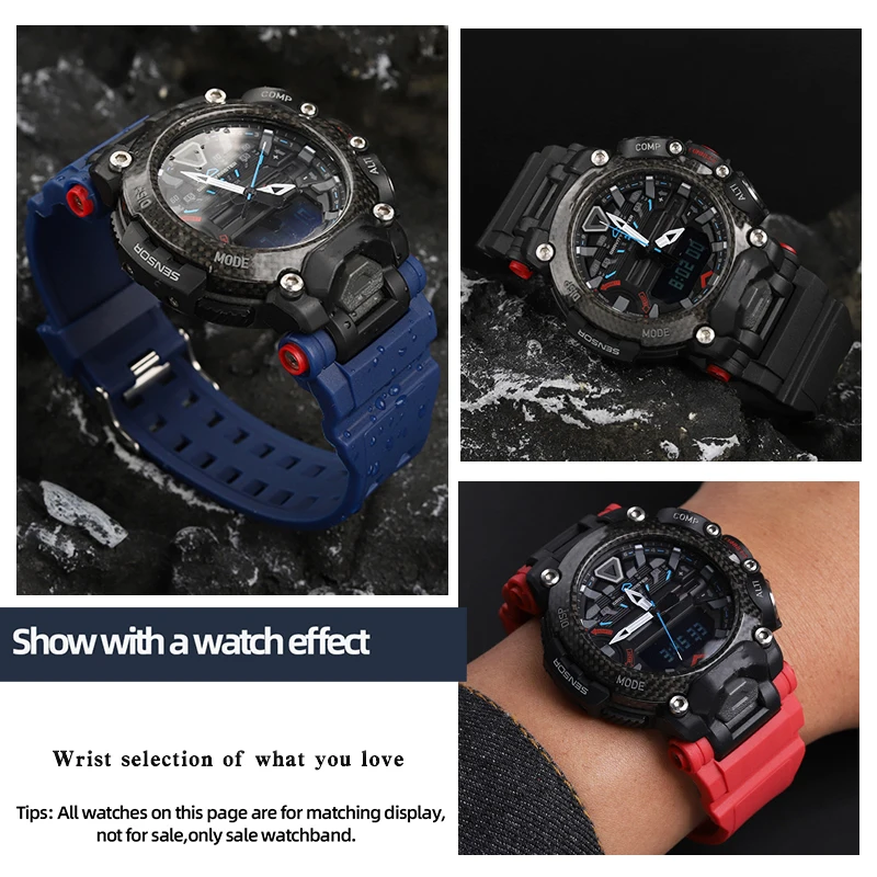 For Casio Gshock Series GR-B200 Watchband Men's Waterproof Resin Silicone Watch Strap GR-B2001B Special Concave Rubber Wristband