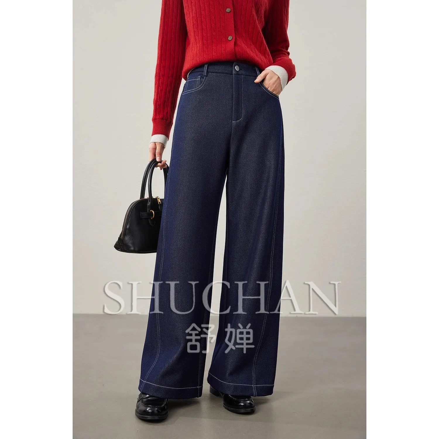 Fleece Thickened Wide-leg Jeans Women Blue Jeans for Women  Pantalones De Mujer 2024 Winter Pantalones Vaqueros Mujer