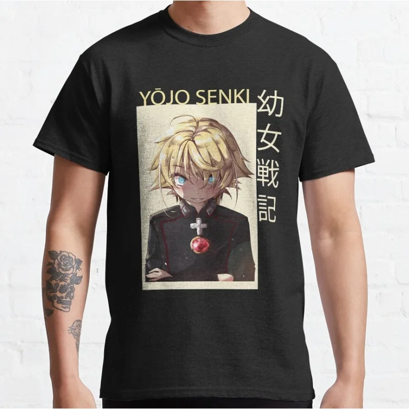 

0516 Youjo Senki The Evil Tanya Degurechaff Gift t shirt Anime girls Graphic Tee 100% cotton print Y2K clothes Large size Tops